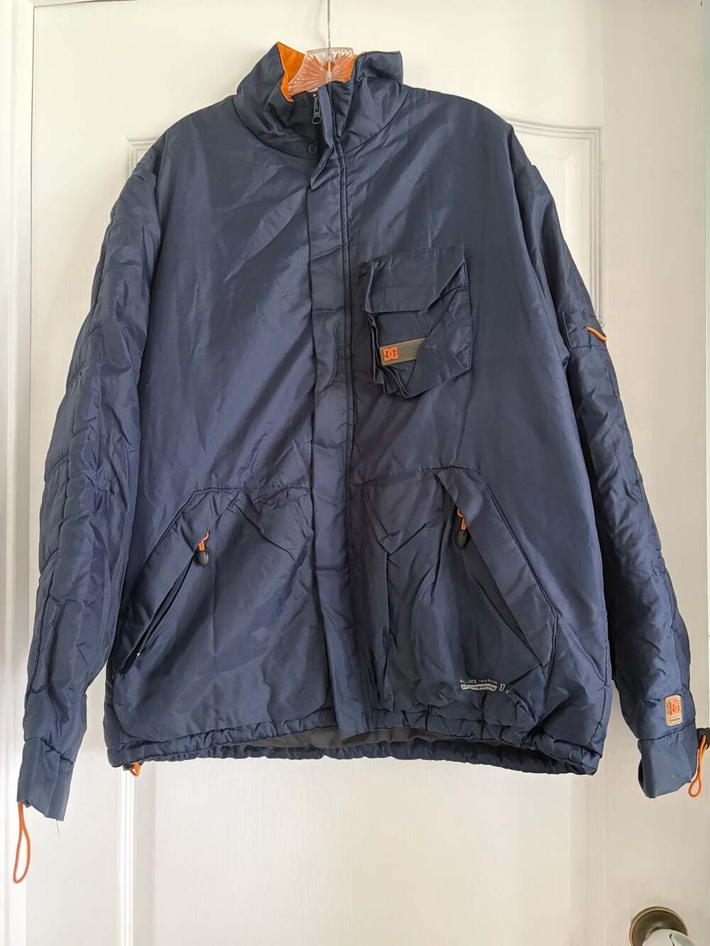 DC Shoes Puffer Winter Jacket Blue Orange Size L